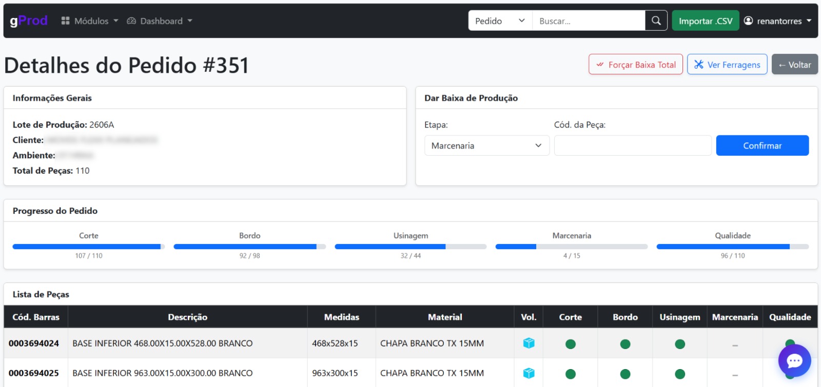 Detalhes de Peças gProd